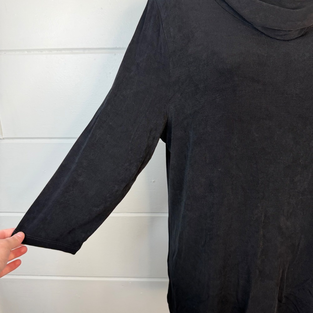Chicos Travelers Size 3 XL 16‎ Black Cowl Neck 3/4 Sleeve Shirt Top - Picture 4 of 10